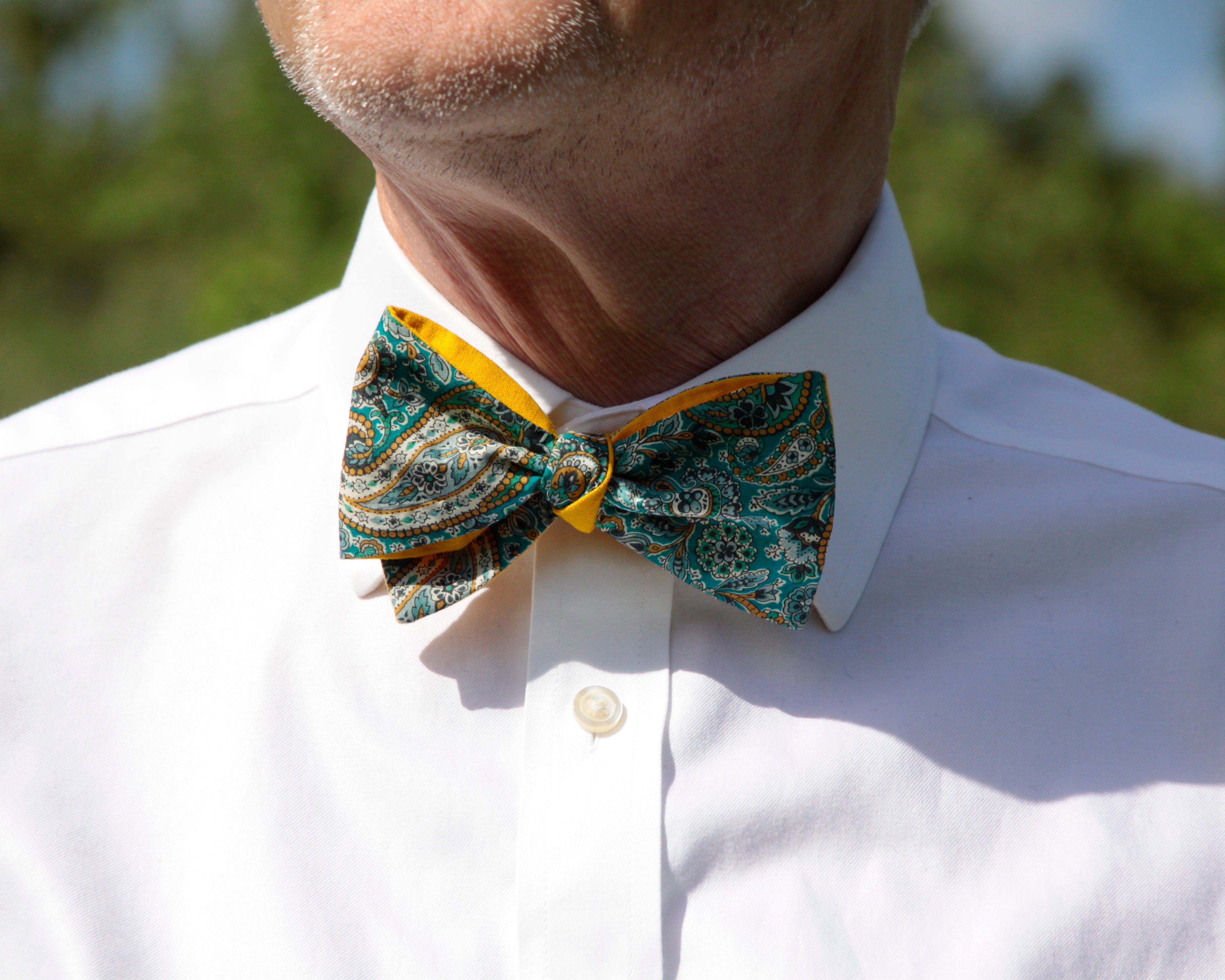 Green Paisley Liberty Cotton Bow Tie