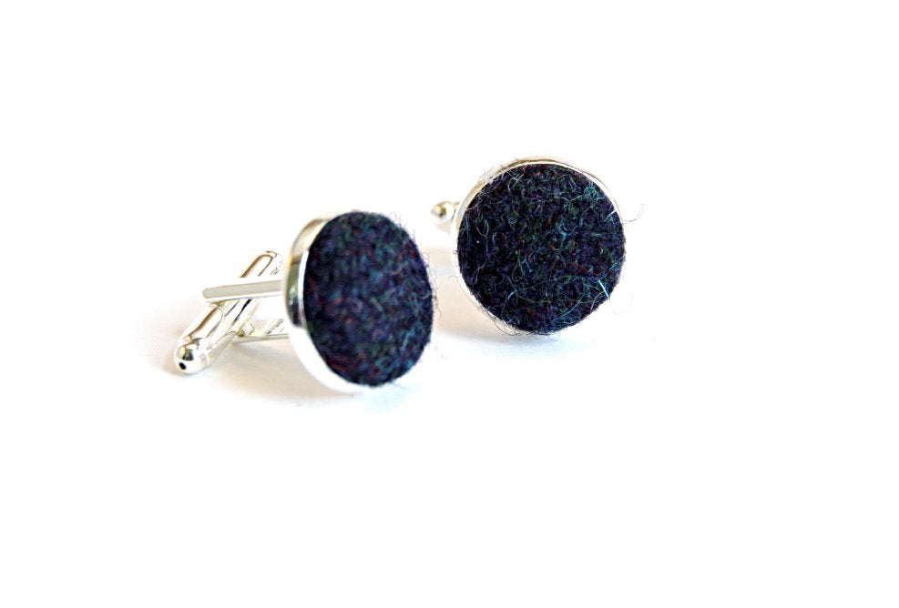 Navy Blue Tweed Cufflinks image 0