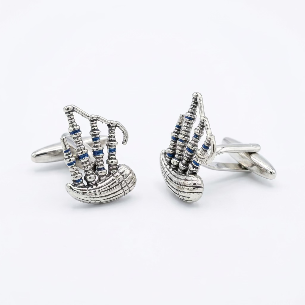 Silver Plated Bagpipes Cufflinks