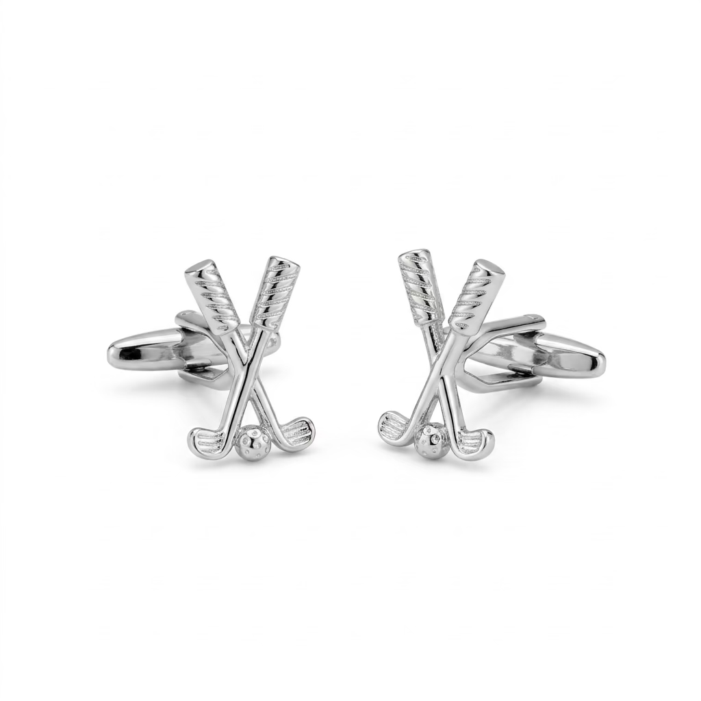 Silver Plated Golf Clubs Cufflinks