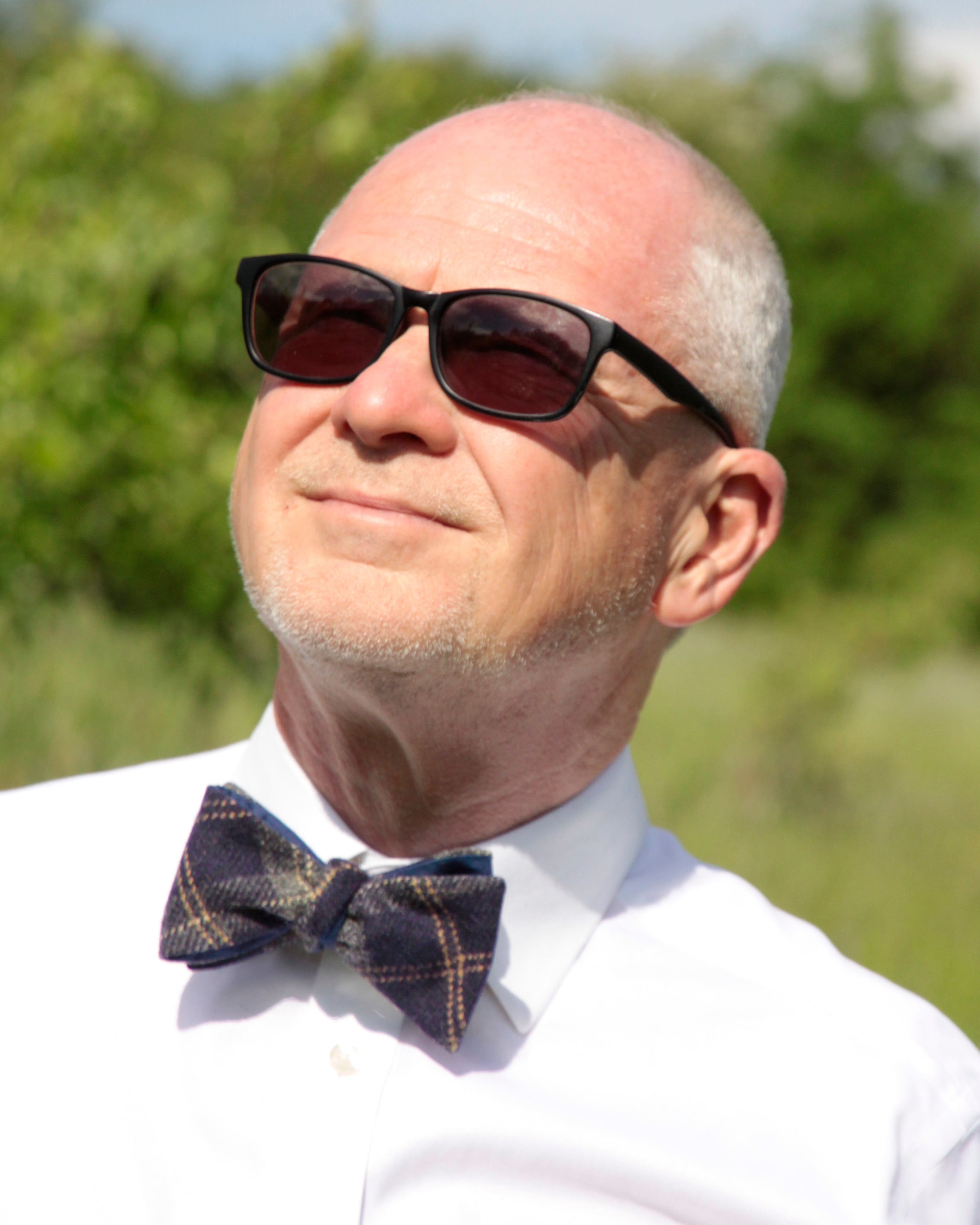 Navy Check Tweed Bow Tie