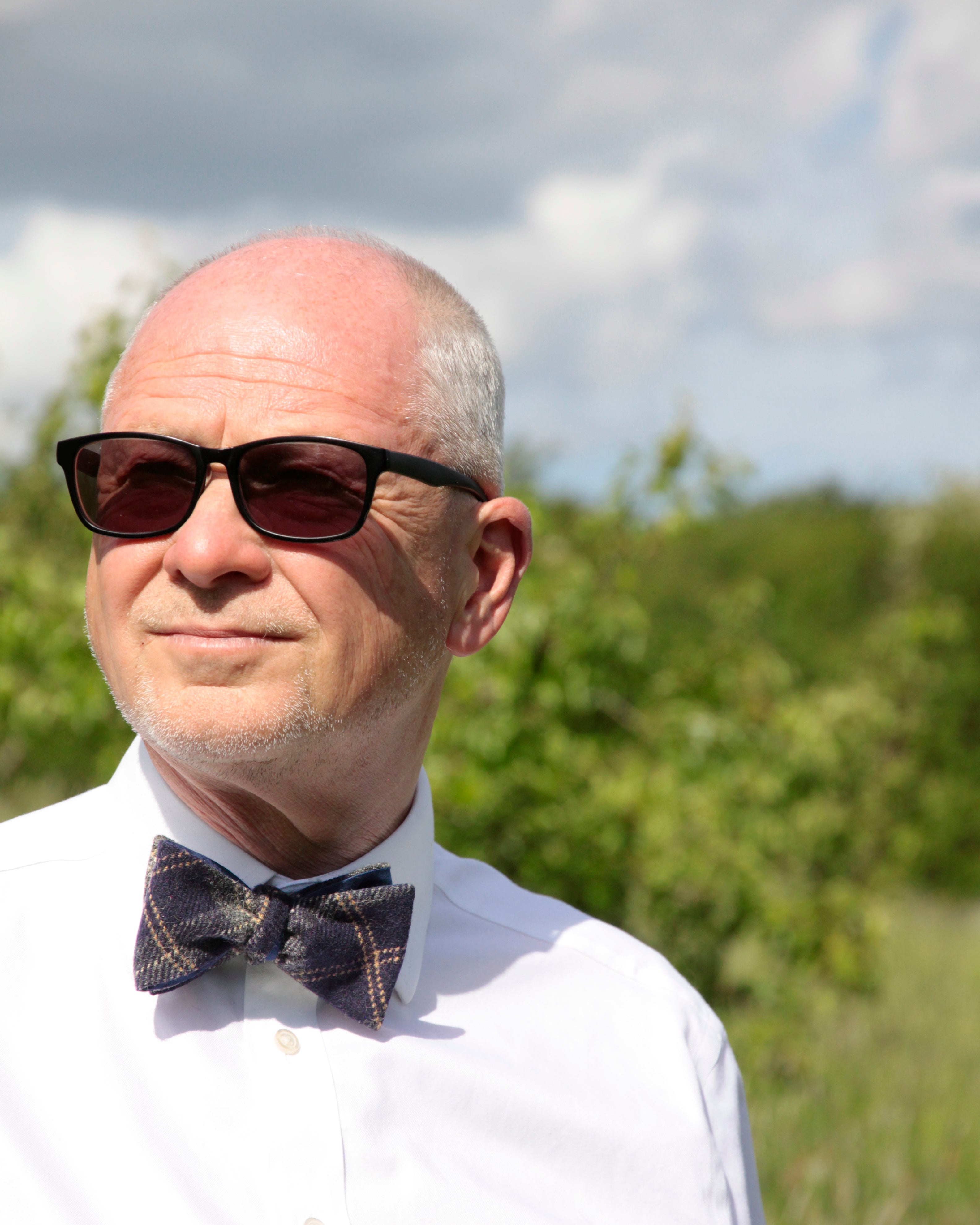 Navy Check Tweed Bow Tie