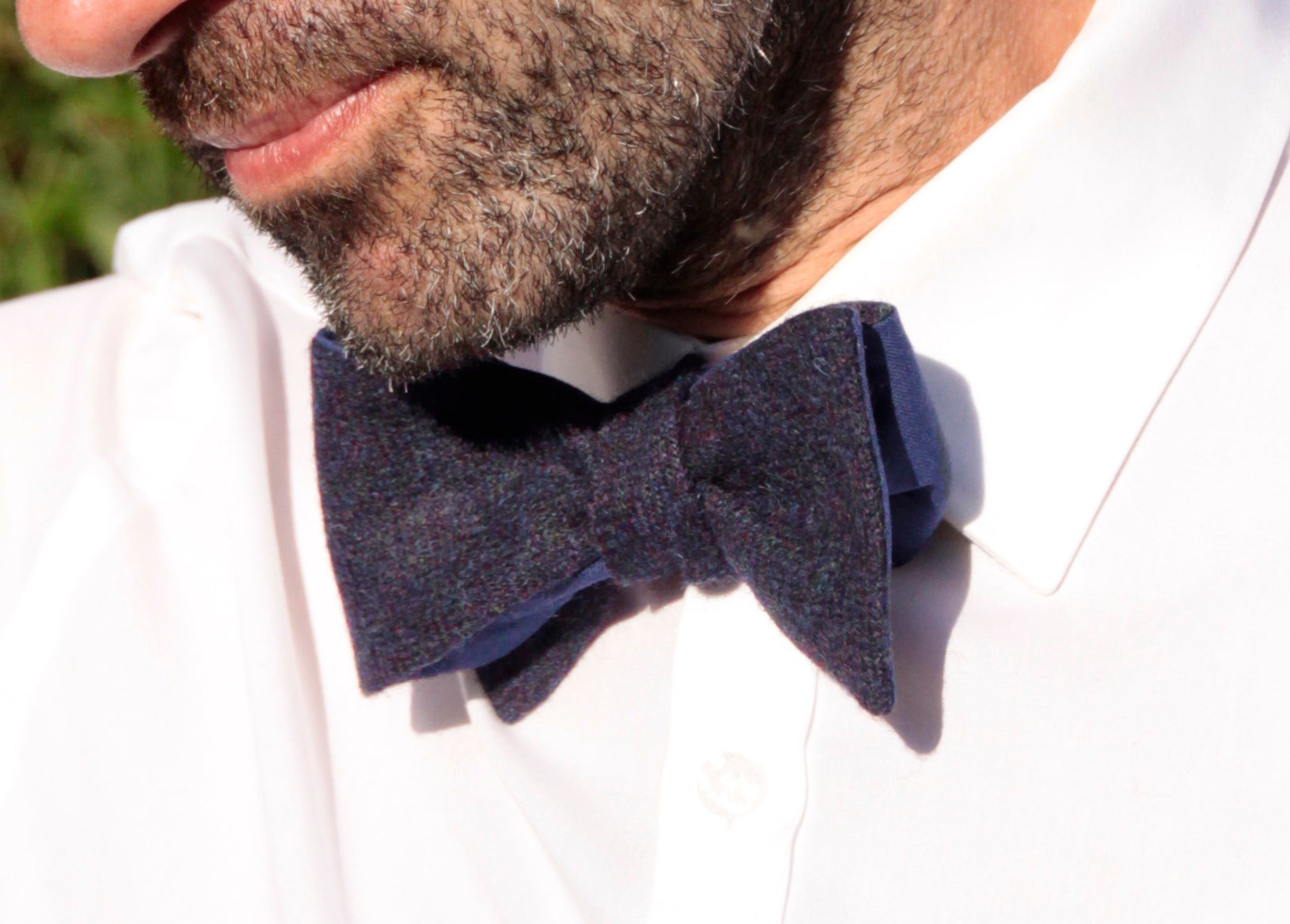 Navy Herringbone Tweed Bow Tie