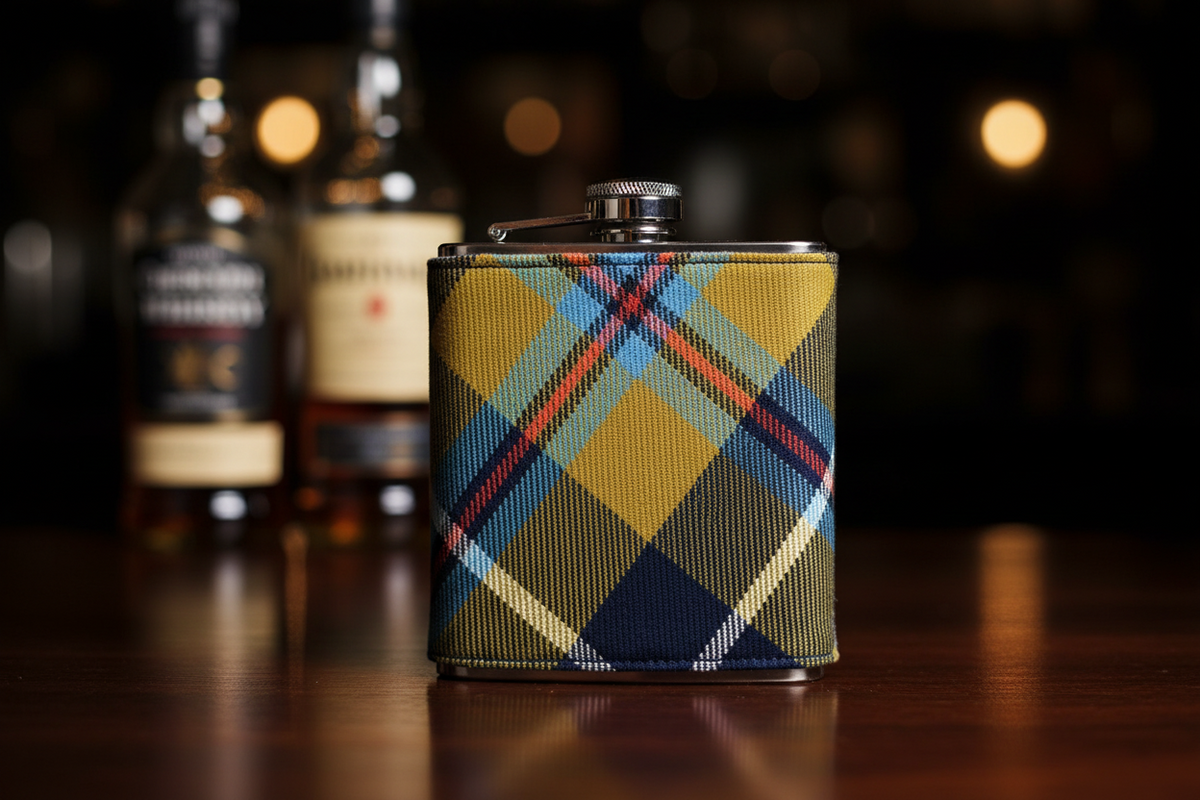 Cornish National Tartan Hip Flask | 6oz Stainless Steel