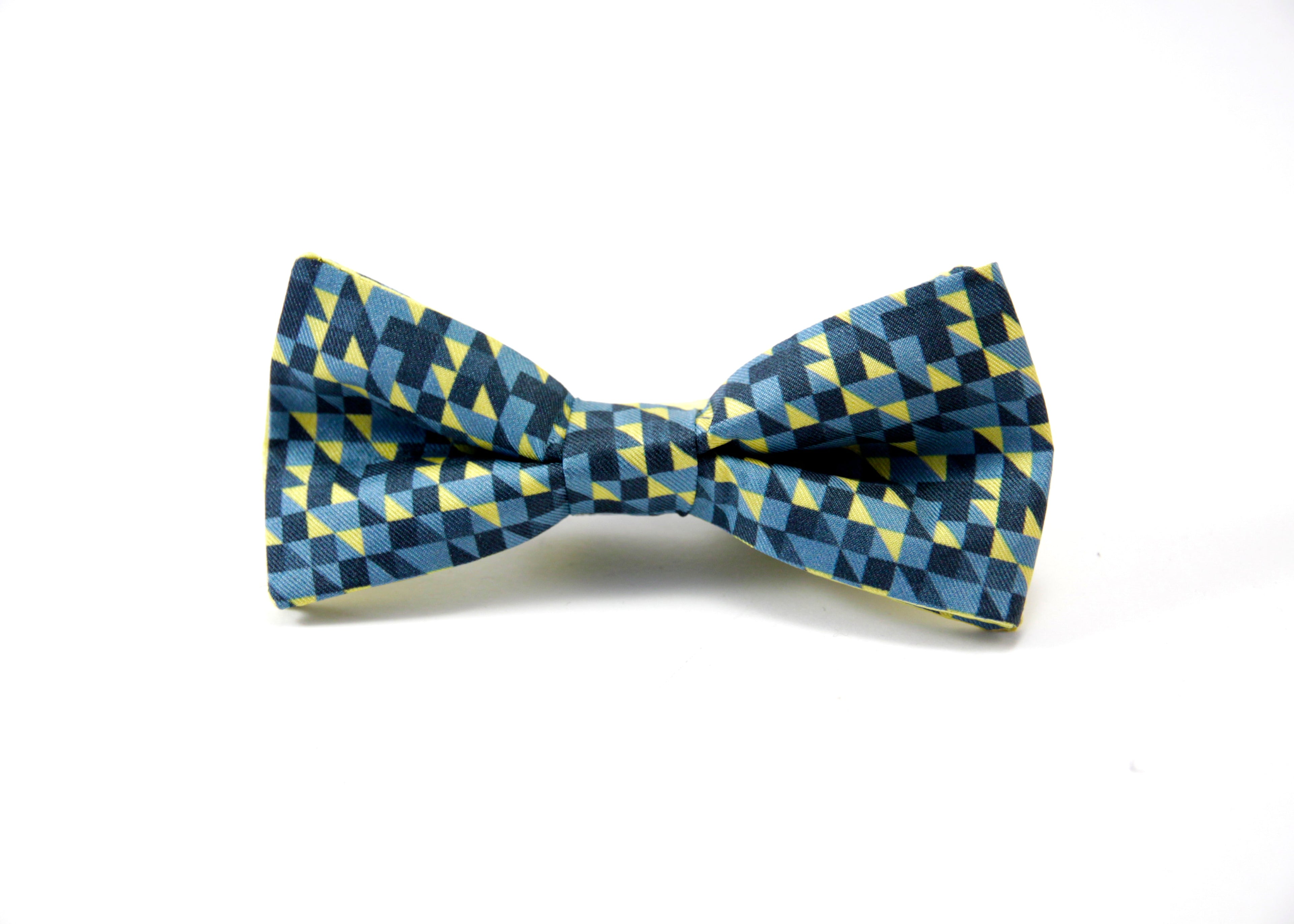 Blue Geo Silk Bow Tie