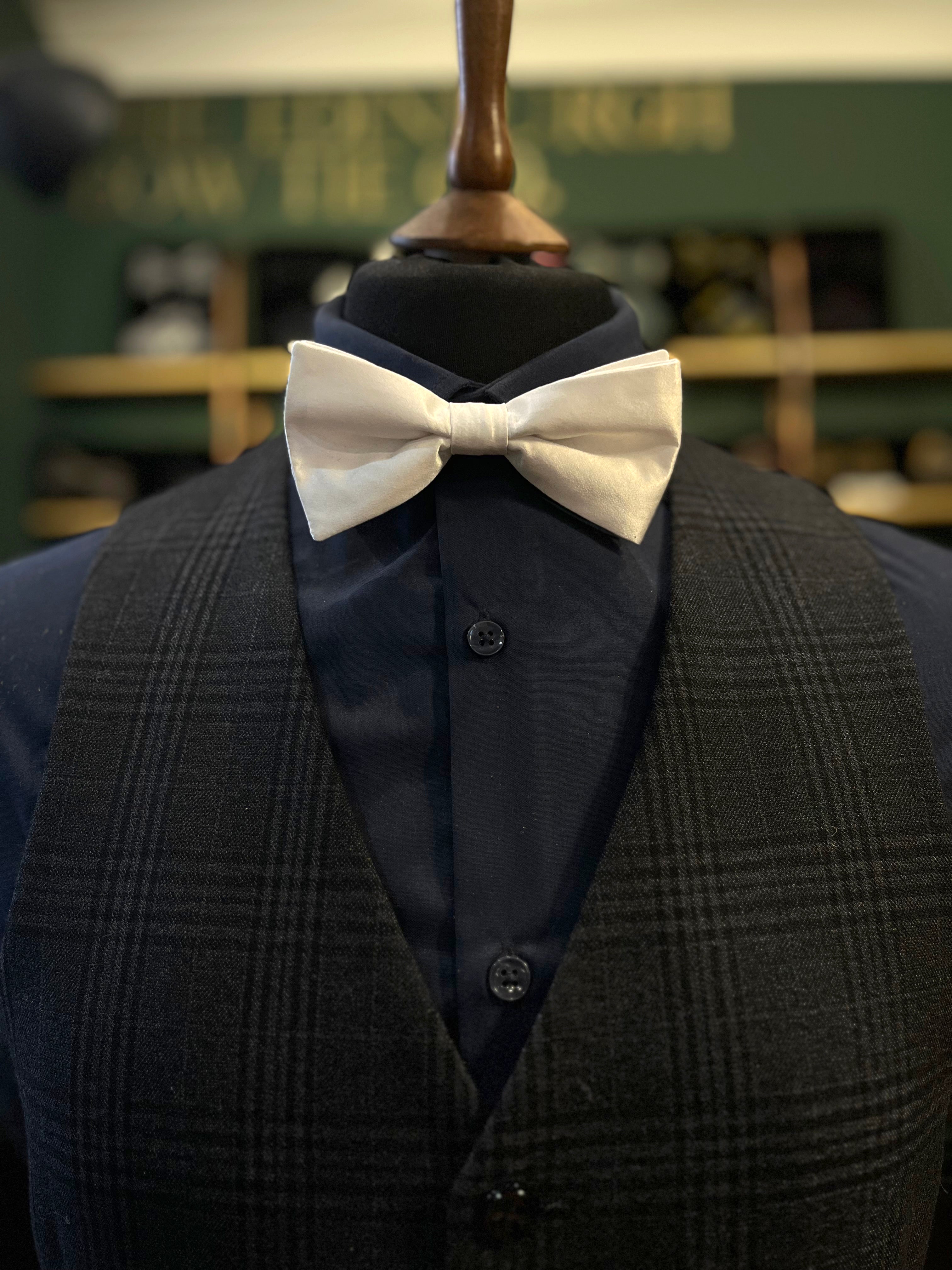 Plain White Silk Bow Tie