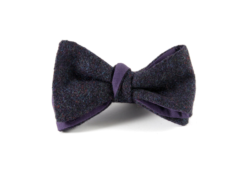 Navy Herringbone Tweed Bow Tie